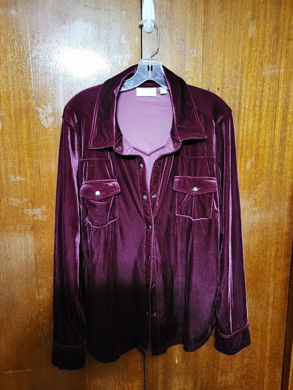 Belle By Kim Gravel Velour Button Down